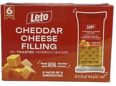 LETO CHEDDAR CHEESE FILLING ON TOASTED SANDWICH CRACKERS  144G