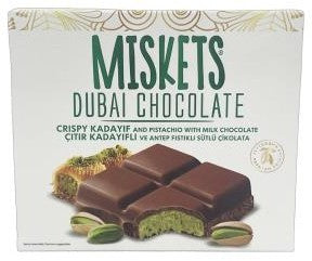 MISKETS DUBAI CHOCOLATE (PISTACHIO WITH MILK CHOCOLATE) 100G