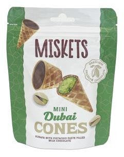 MISKETS MINI DUBAI CONES (PISTACHIO PASTE FILLED MILK CHOCOLATE)