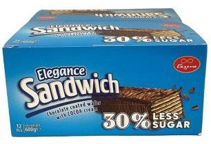 ELEGANCE SANDWICH LOW SUGAR CHOCOLATE COATED WAFER 50G